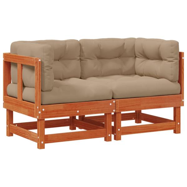 2 Stk. Gartenecksofa Massives Kiefernholz Wachsbraun