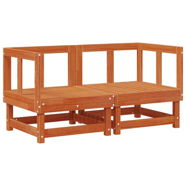 2 Stk. Gartenecksofa Massives Kiefernholz Wachsbraun