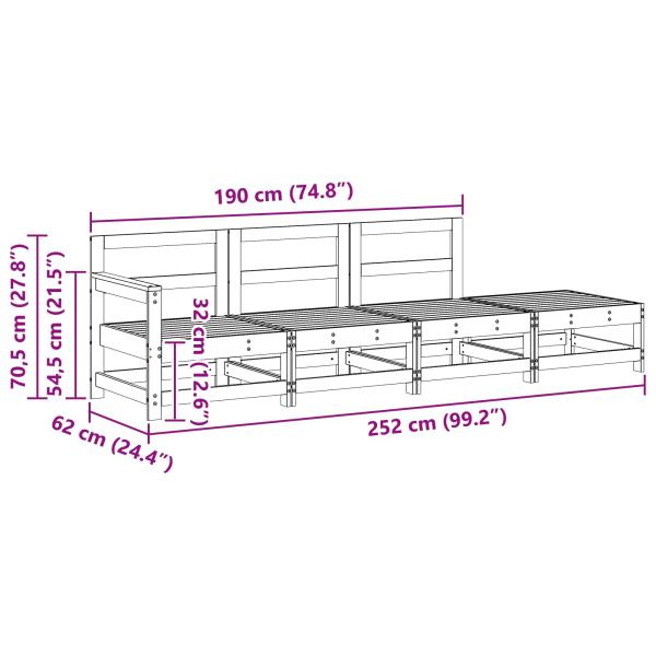 Sectional Sofa Einheiten Wachsbraun 252 x 62 x 70,5 cm