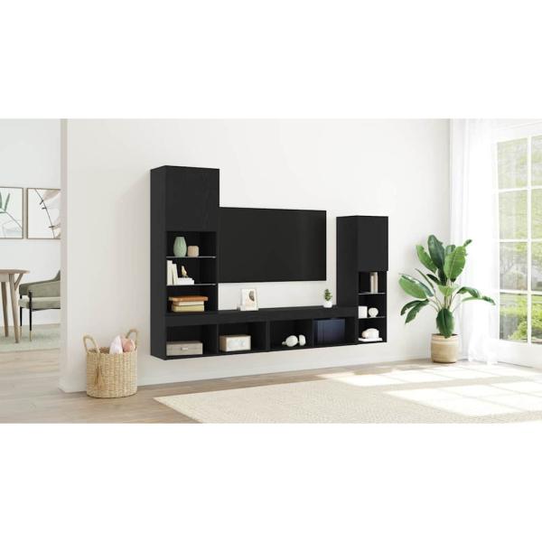 TV-Schränk 4 pcs Schwarz Eichen-Optik Holzwerkstoff