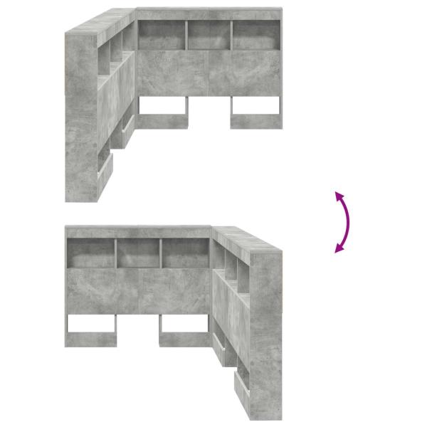 Aufbewahrungskopfteil mit Regal Beton Grau 75 cm Holzwerkstoff