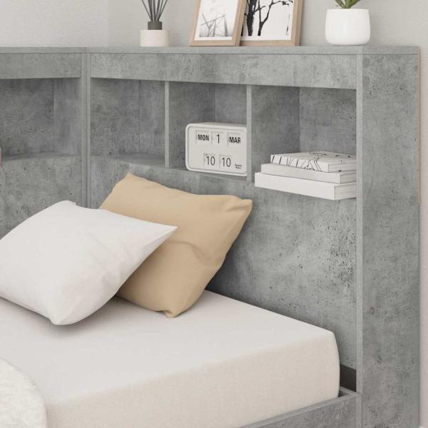 Bücherregal-Bett mit Regal Betongrau 75 x 190 cm Holzwerkstoff