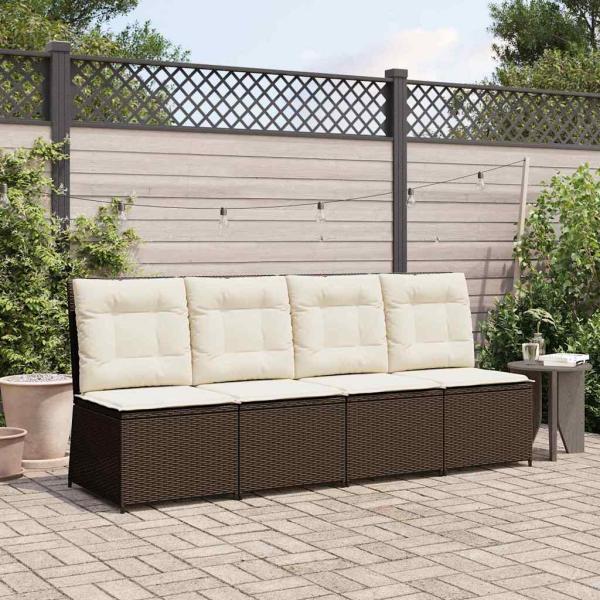 ARDEBO.de - Garten-Sofa mit Kissen Schwarz und Cremeweiß Poly-Rattan