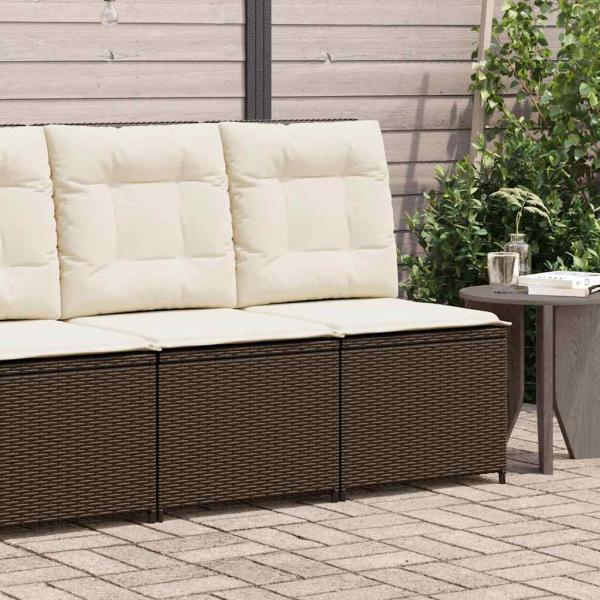 Garten-Sofa mit Kissen Schwarz und Cremeweiß Poly-Rattan