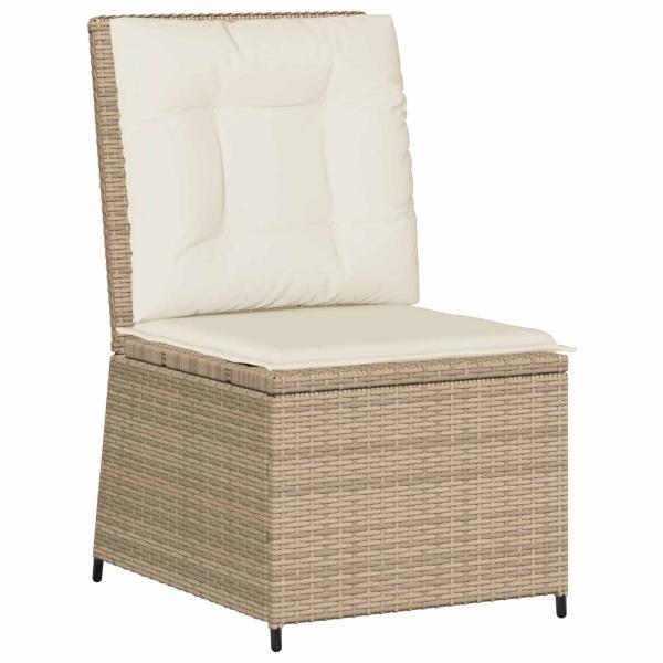 Garten-Sofa mit Kissen Schwarz und Cremeweiß Poly-Rattan