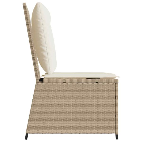 Garten-Sofa mit Kissen Schwarz und Cremeweiß Poly-Rattan