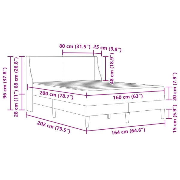Bettgestell mit Matratze Schwarz 160 x 200 cm Polyester