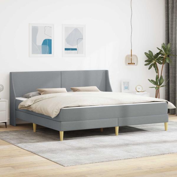 ARDEBO.de - Bettgestell mit Matratze Hellgrau 200 x 200 cm Polyester