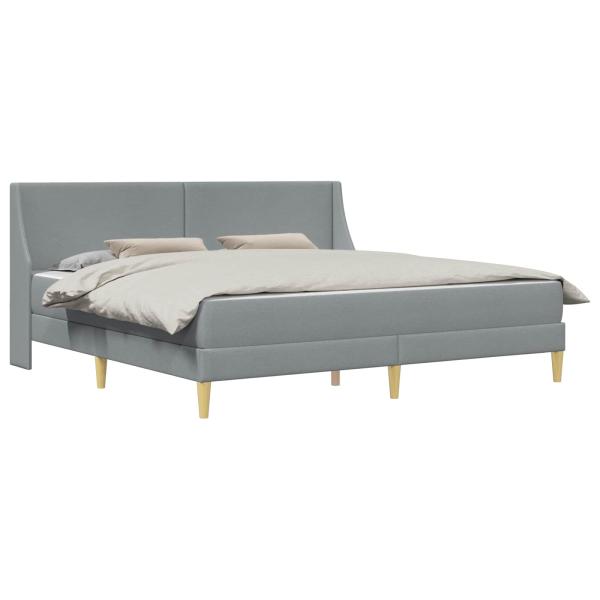 Bettgestell mit Matratze Hellgrau 200 x 200 cm Polyester