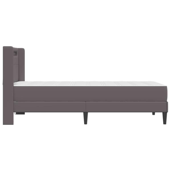 Bettgestell mit Matratze Grau 90 x 190 cm Kunstleder