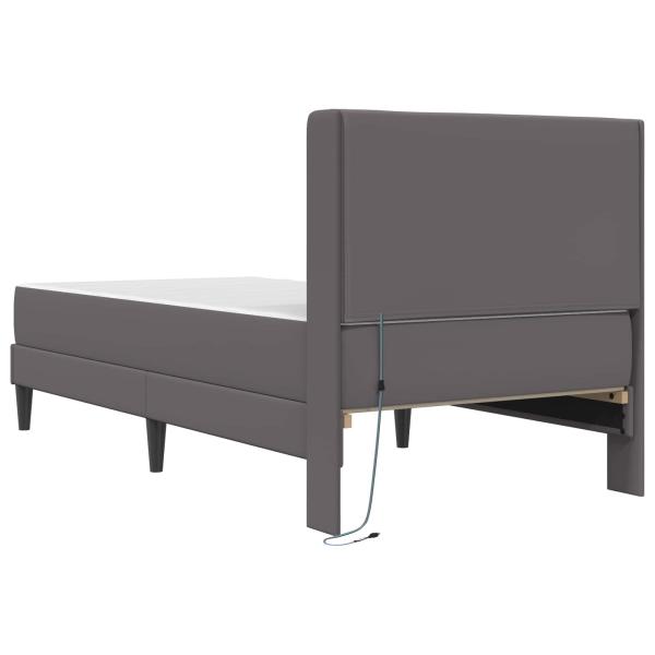 Bettgestell mit Matratze Grau 90 x 190 cm Kunstleder