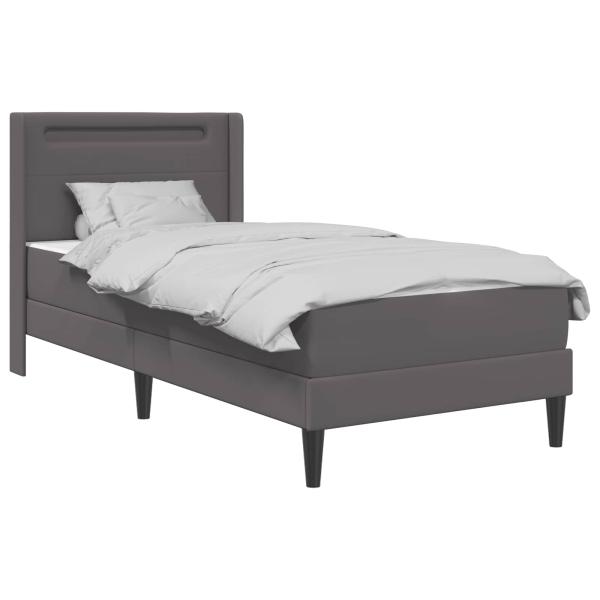 Bettgestell mit Matratze Grau 90 x 200 cm Kunstleder