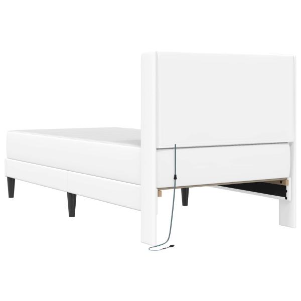 Bettgestell mit Matratze Weiß 90 x 200 cm Kunstleder