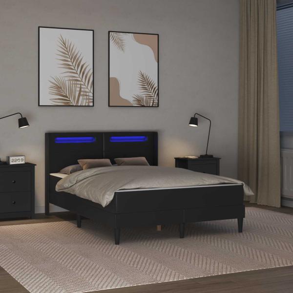 Bettgestell mit Matratze Schwarz 160 x 200 cm Kunstleder