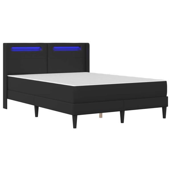 Bettgestell mit Matratze Schwarz 160 x 200 cm Kunstleder