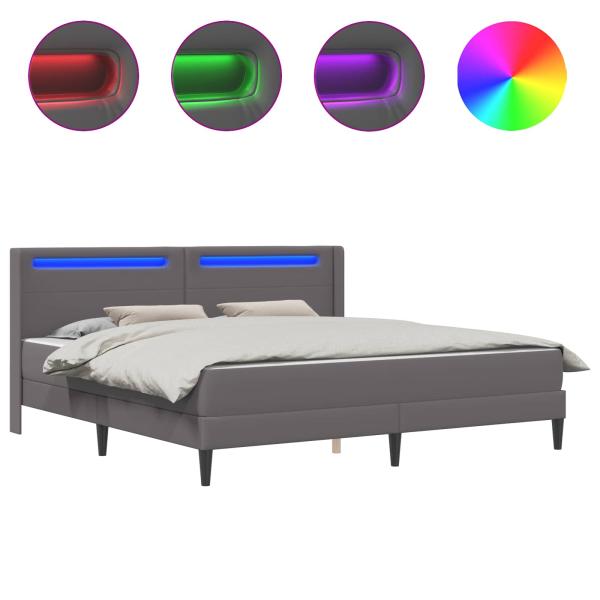 Bettgestell mit Matratze Grau 200 x 200 cm Kunstleder