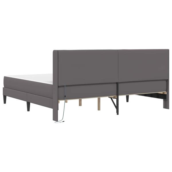 Bettgestell mit Matratze Grau 200 x 200 cm Kunstleder