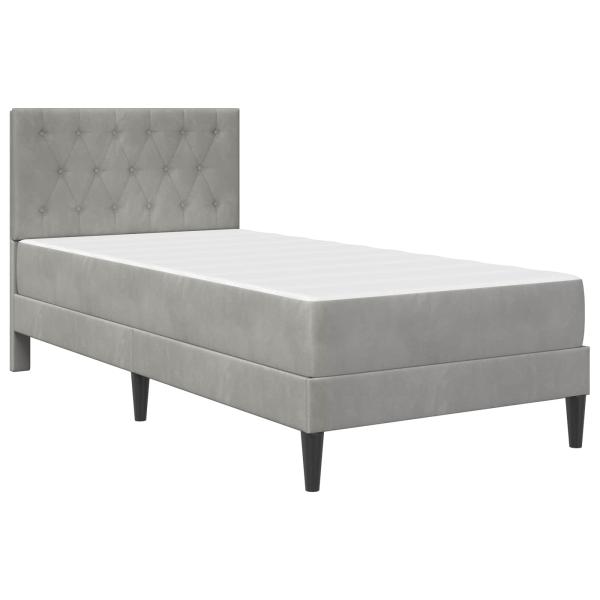 Bettgestell mit Matratze mit Kopfteil Hellgrau 80 x 200 cm Samt