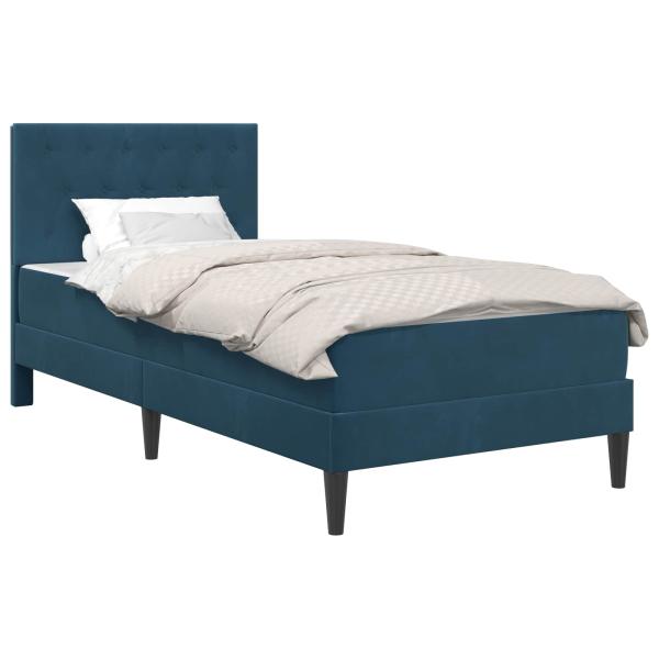 Bettgestell mit Matratze mit Kopfteil Blau 80 x 200 cm Samt