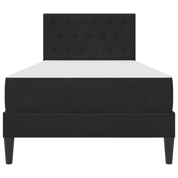 Bettgestell mit Matratze mit Kopfteil Schwarz 90 x 190 cm Samt