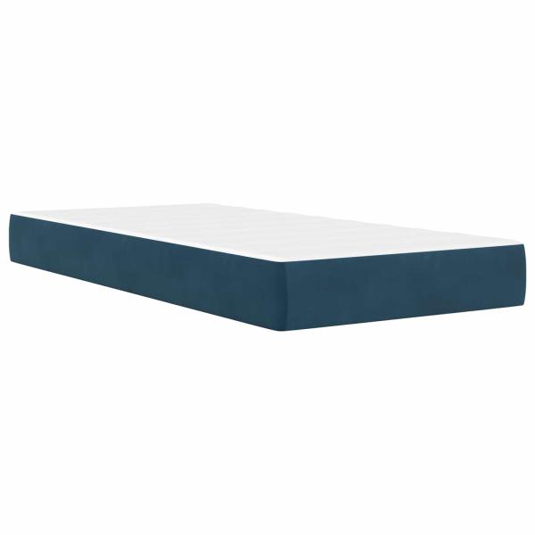 Bettgestell mit Matratze mit Kopfteil Blau 90 x 190 cm Samt