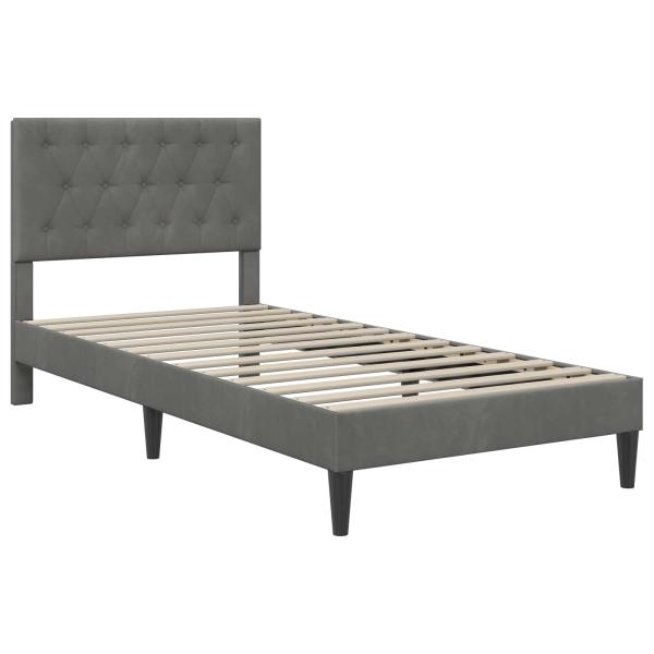 Bettgestell mit Matratze Dunkelgrau 90 x 200 cm Samt