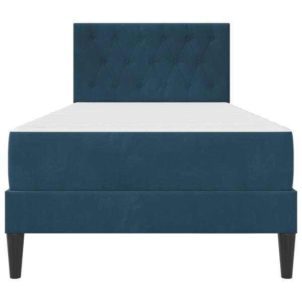 Bettgestell mit Matratze mit Kopfteil Blau 90 x 200 cm Samt