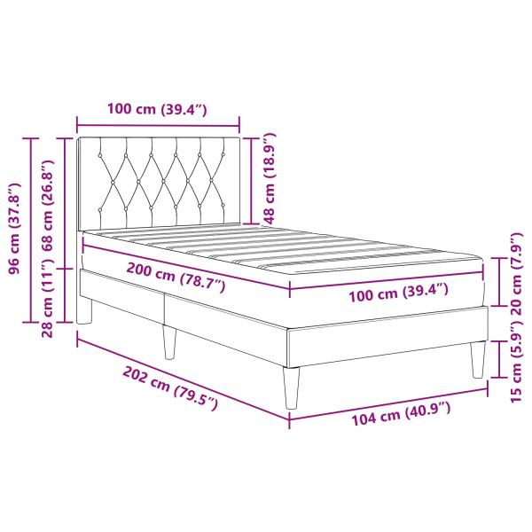 Bettgestell mit Matratze Dunkelgrün 100 x 200 cm Samt