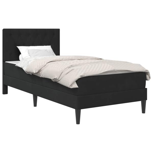 Bettgestell mit Matratze mit Kopfteil Schwarz 100 x 200 cm Samt