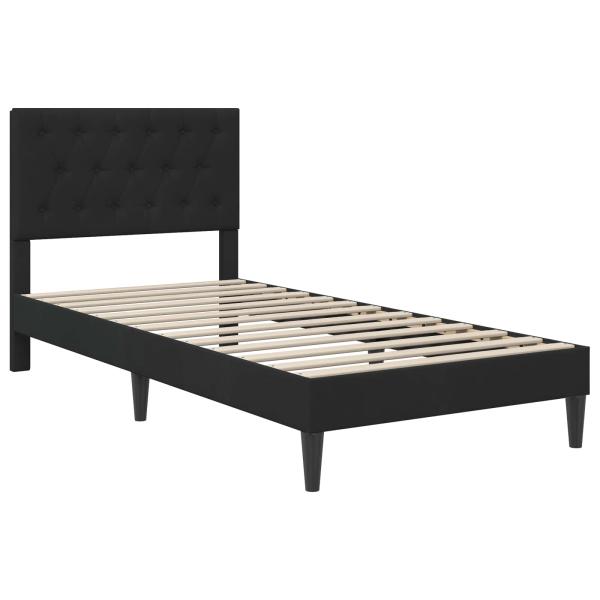 Bettgestell mit Matratze mit Kopfteil Schwarz 100 x 200 cm Samt