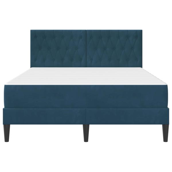 Bettgestell mit Matratze mit Kopfteil Blau 140 x 200 cm Samt