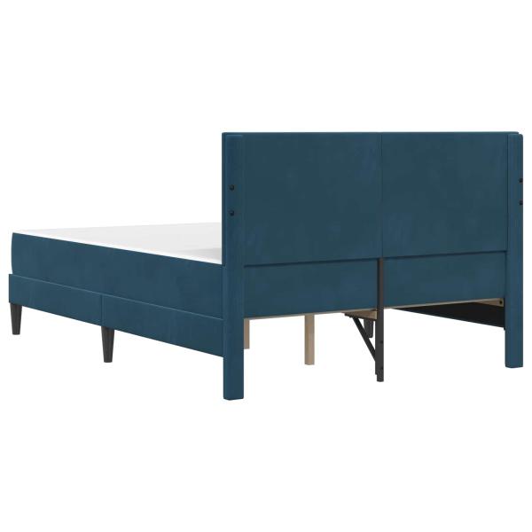 Bettgestell mit Matratze mit Kopfteil Blau 140 x 200 cm Samt