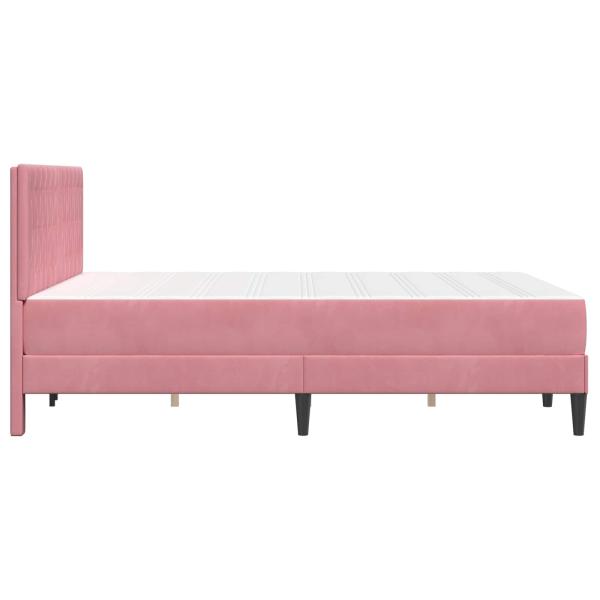 Bettgestell mit Matratze mit Kopfteil Rosa 160 x 200 cm Samt