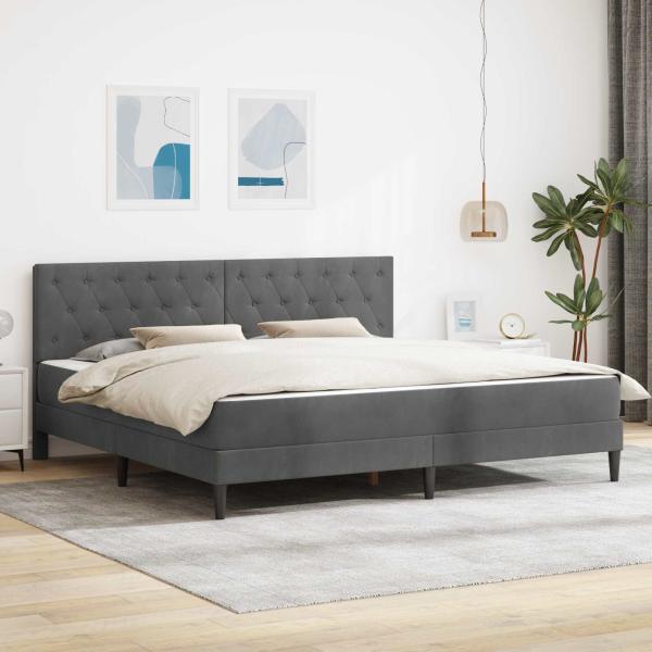 ARDEBO.de - Bettgestell mit Matratze Dunkelgrau 180 x 200 cm Samt
