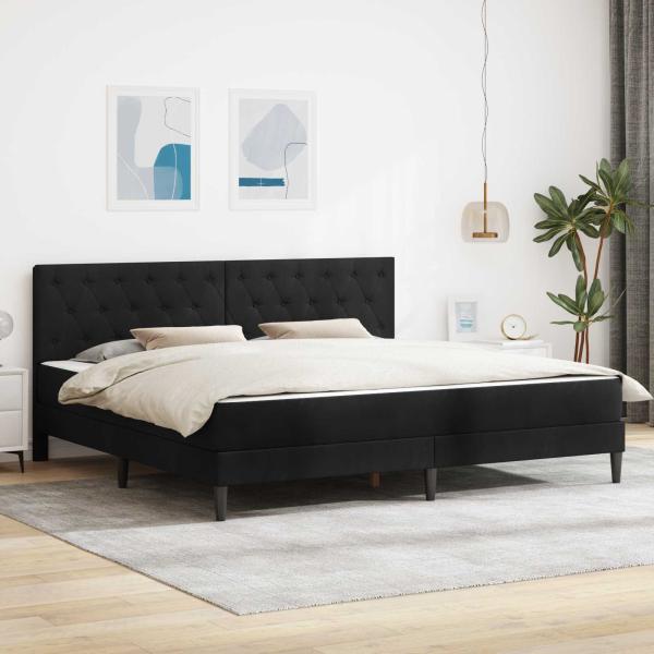 ARDEBO.de - Bettgestell mit Matratze mit Kopfteil Schwarz 180 x 200 cm Samt