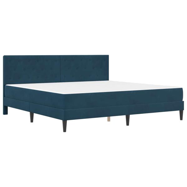 Bettgestell mit Matratze mit Kopfteil Blau 200 x 200 cm Samt