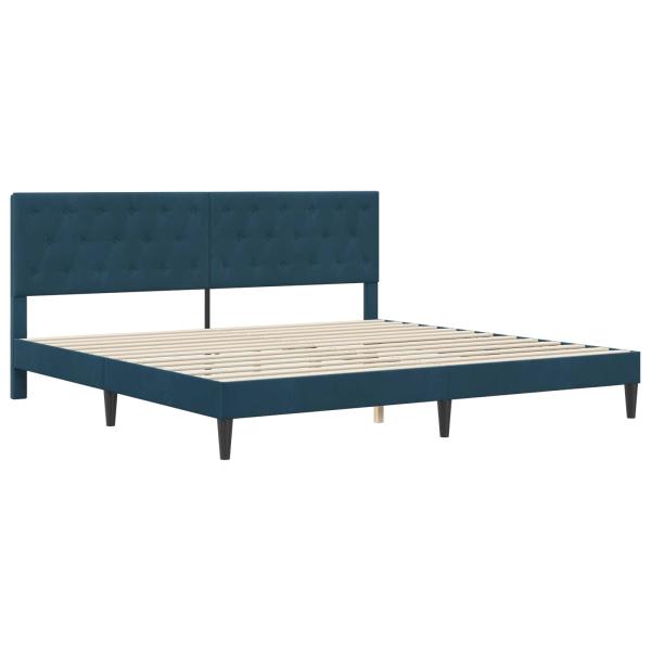 Bettgestell mit Matratze mit Kopfteil Blau 200 x 200 cm Samt