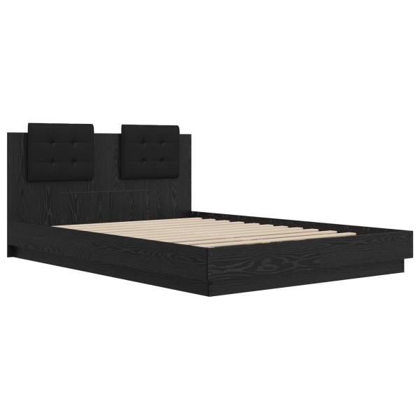 Bettgestell mit Kopfteil Schwarz Eichen-Optik 160 x 200 cm