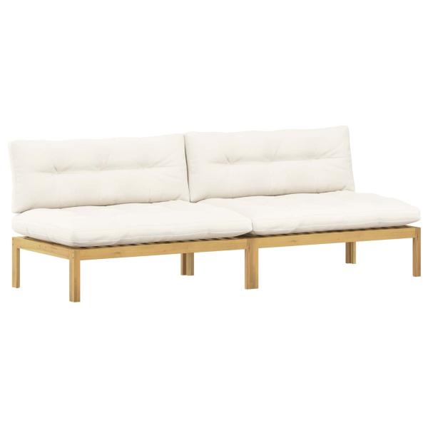 Mittelsofa Einheit Helles Akazie und cremeweiß Akazienholz