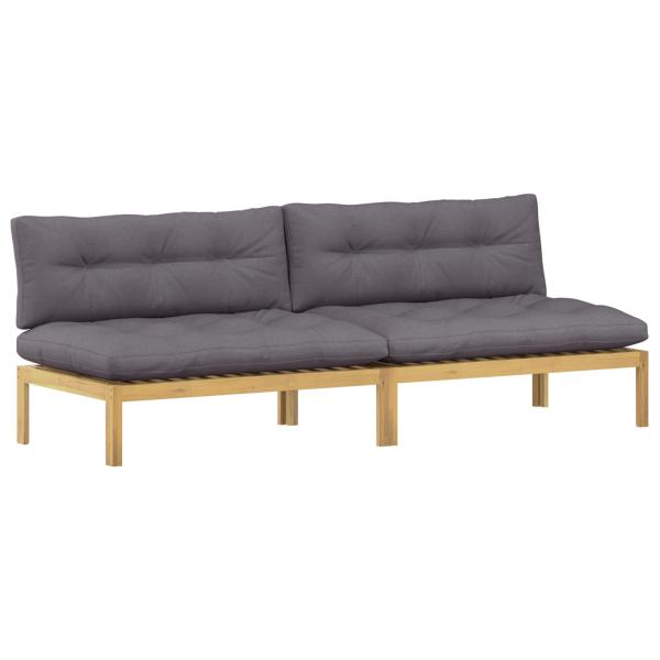 Mittelsofa Einheit Helles Akazie und Dunkelgrau Akazienholz