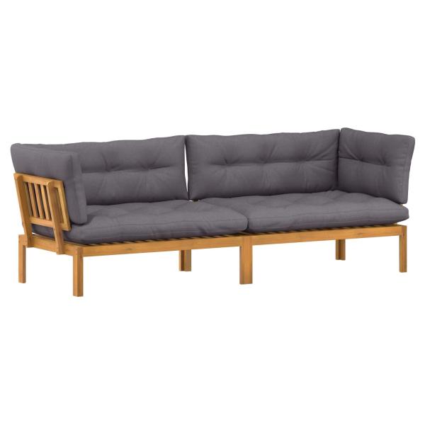 Garten Pallet Sofa Einheiten 2 Stück Natürlich und Dunkelgrau