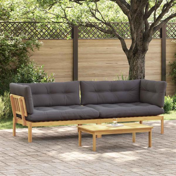 ARDEBO.de - Garten Pallet Sofa Einheiten 2 Stück Hellbraun und Dunkelgrau