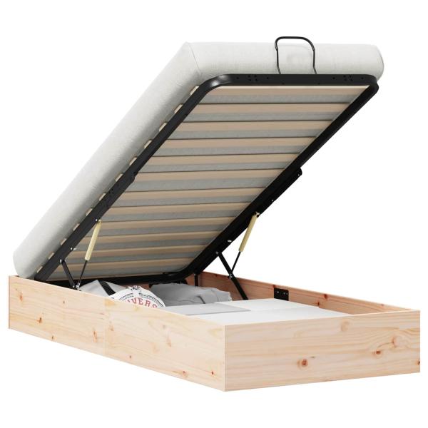 Ottoman Bettgestell mit Stauraum Natur 90 x 190 cm