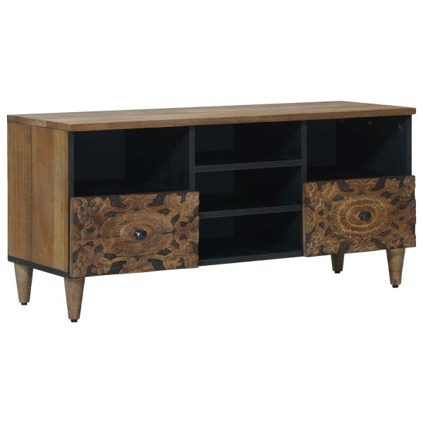 ARDEBO.de - TV-Schränk mit Regal Braun 100 x 33,5 x 46 cm Massivholz Mango