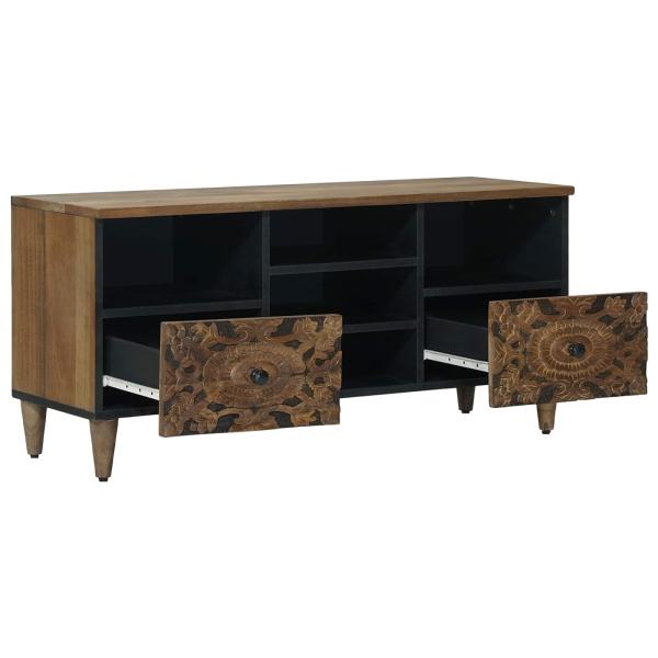 TV-Schränk mit Regal Braun 100 x 33,5 x 46 cm Massivholz Mango