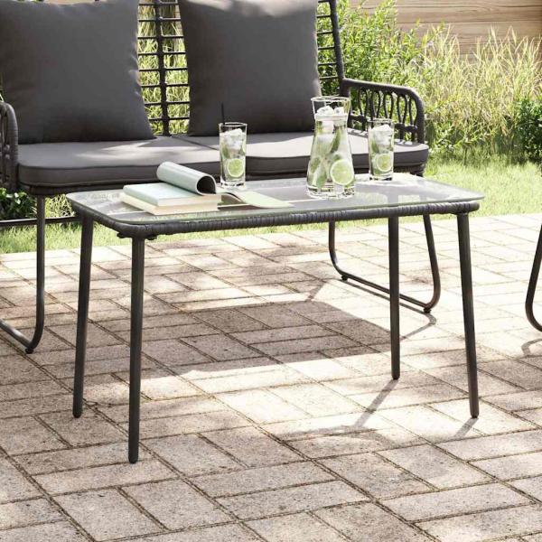 ARDEBO.de - Gartentisch Schwarz 80 x 40 x 45 cm Poly-Rattan