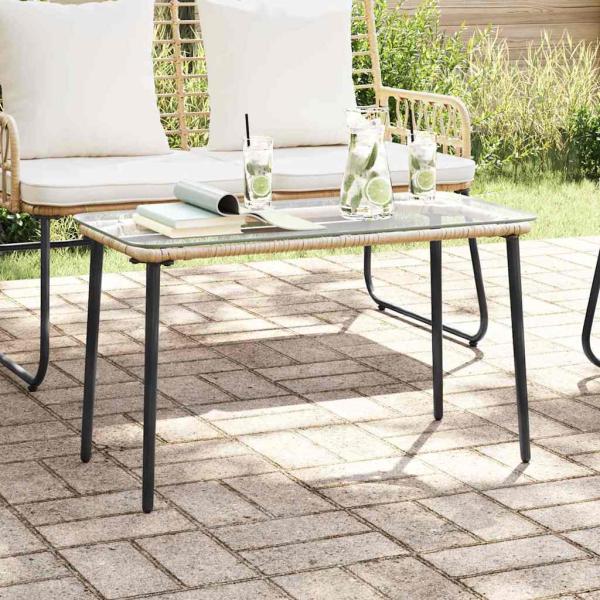ARDEBO.de - Gartentisch Natur 80 x 40 x 45 cm Poly-Rattan