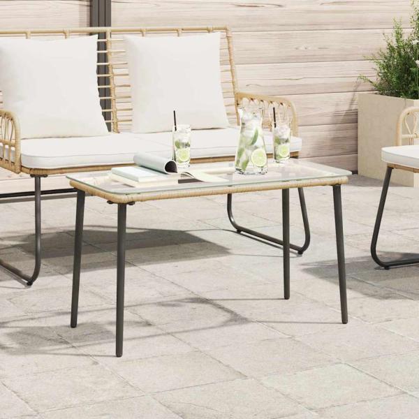 Gartentisch Natur 80 x 40 x 45 cm Poly-Rattan
