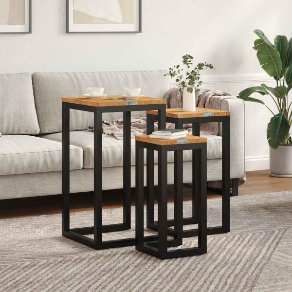 ARDEBO.de - Nestingtisch 3 Stk. Braun Massives Teakholz
