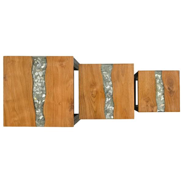 Nestingtisch 3 Stk. Braun Massives Teakholz